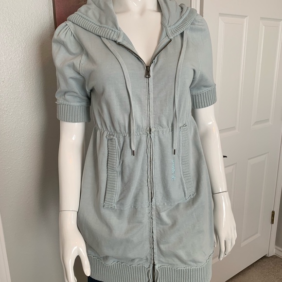 Hale Bob Long Double Zip Hoodie Jacket Pale Blue - Picture 2 of 8